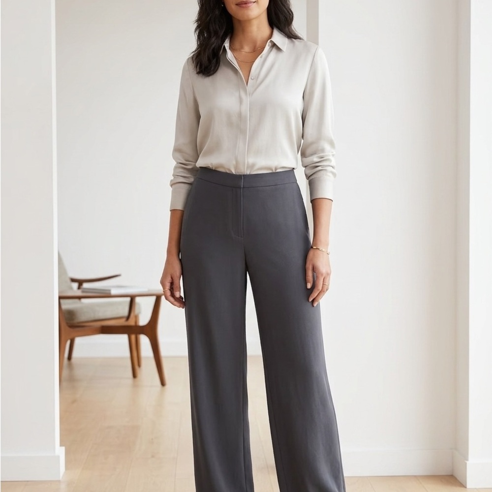 Pure Collection Wide-Leg Pants in Dark Gray